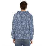 Star Denim Jeans Pattern Print Men's Velvet Pullover Hoodie