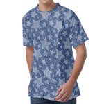 Star Denim Jeans Pattern Print Men's Velvet T-Shirt
