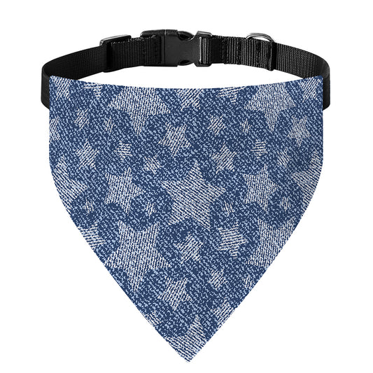 Star Denim Jeans Pattern Print Over The Collar Dog Bandana