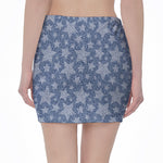 Star Denim Jeans Pattern Print Pencil Mini Skirt