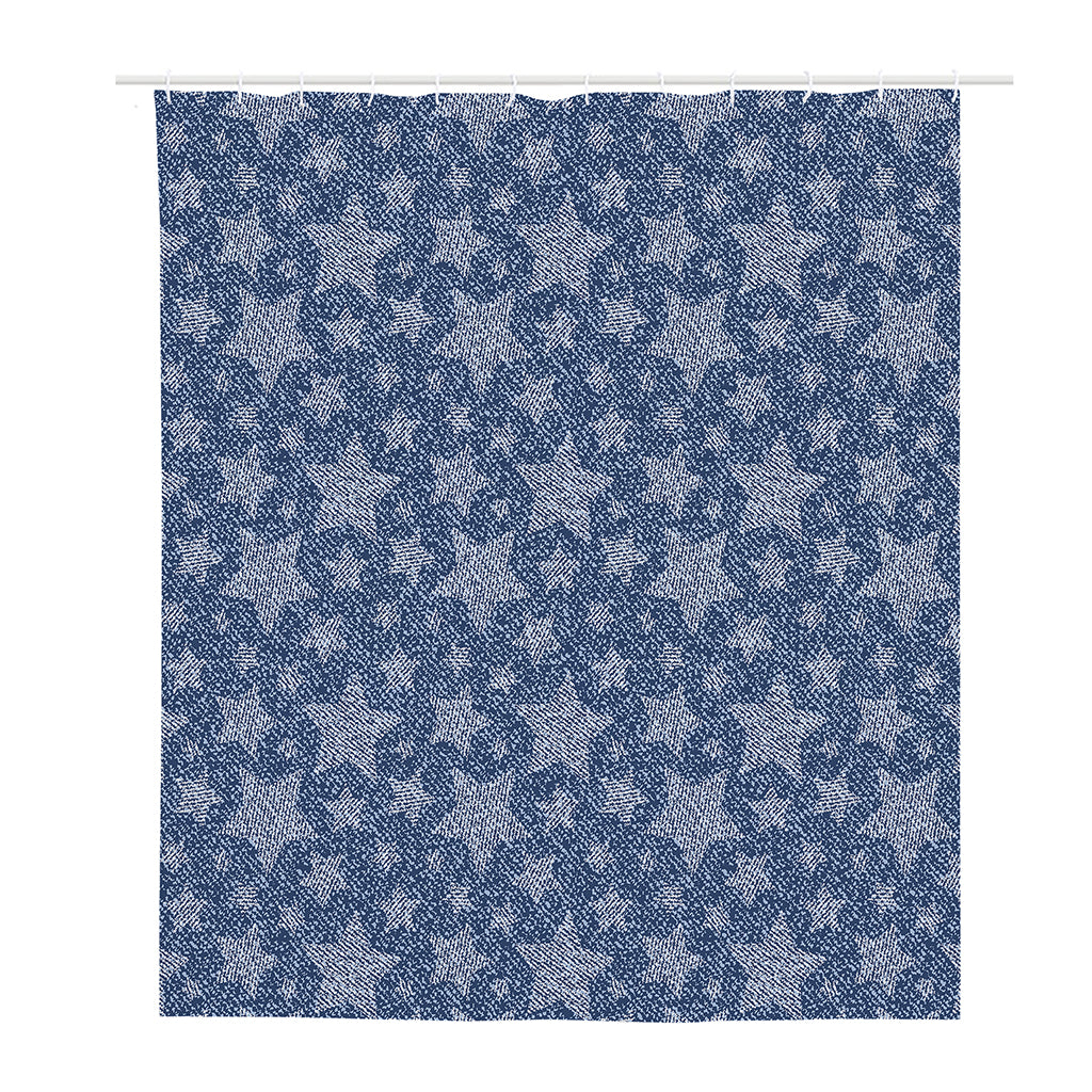 Star Denim Jeans Pattern Print Polyester Shower Curtain