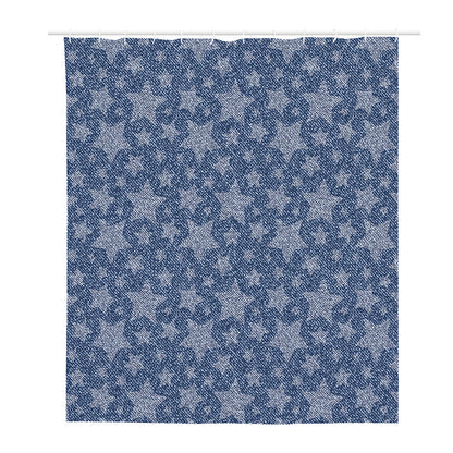 Star Denim Jeans Pattern Print Polyester Shower Curtain