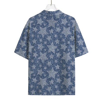 Star Denim Jeans Pattern Print Rayon Hawaiian Shirt