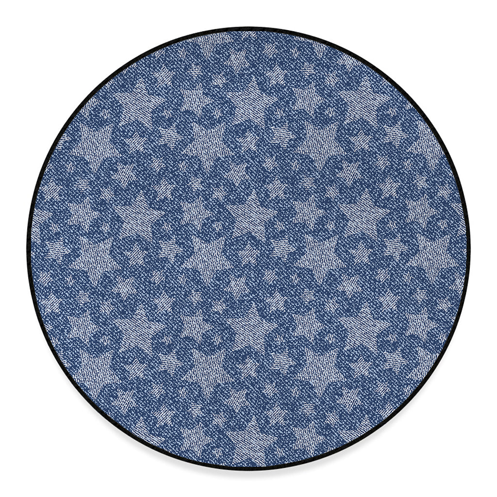 Star Denim Jeans Pattern Print Round Floor Mat