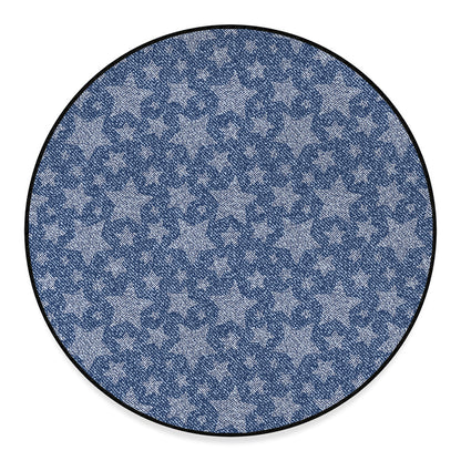 Star Denim Jeans Pattern Print Round Floor Mat