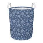 Star Denim Jeans Pattern Print Round Laundry Basket