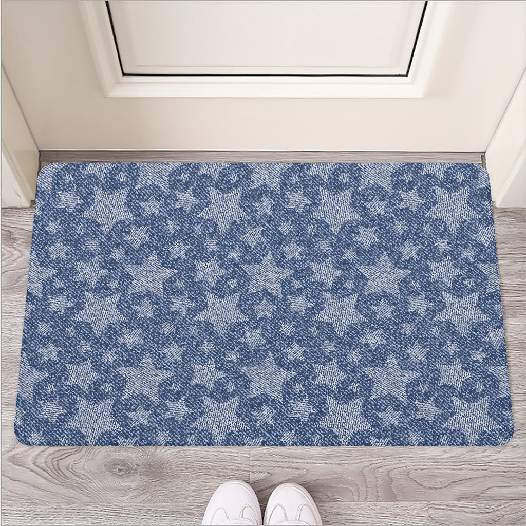 Star Denim Jeans Pattern Print Rubber Doormat