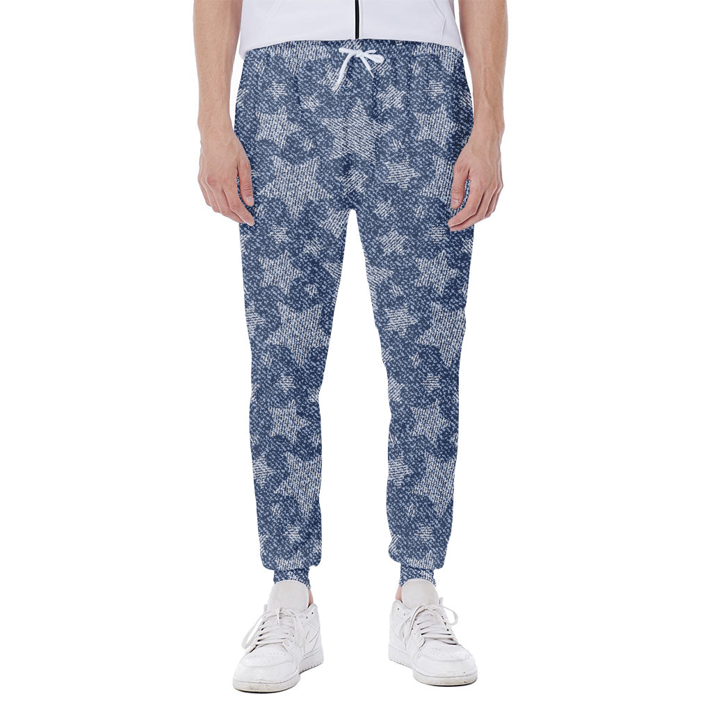 Star Denim Jeans Pattern Print Scuba Joggers