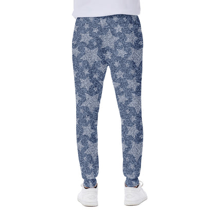 Star Denim Jeans Pattern Print Scuba Joggers