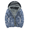 Star Denim Jeans Pattern Print Sherpa Lined Zip Up Hoodie