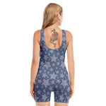 Star Denim Jeans Pattern Print Sleeveless One Piece Swimsuit