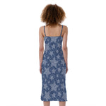 Star Denim Jeans Pattern Print Slim Fit Midi Cami Dress