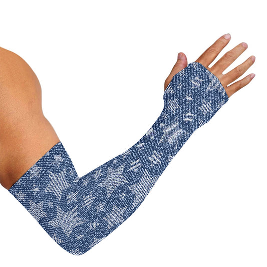 Star Denim Jeans Pattern Print Sun Protection Arm Sleeves