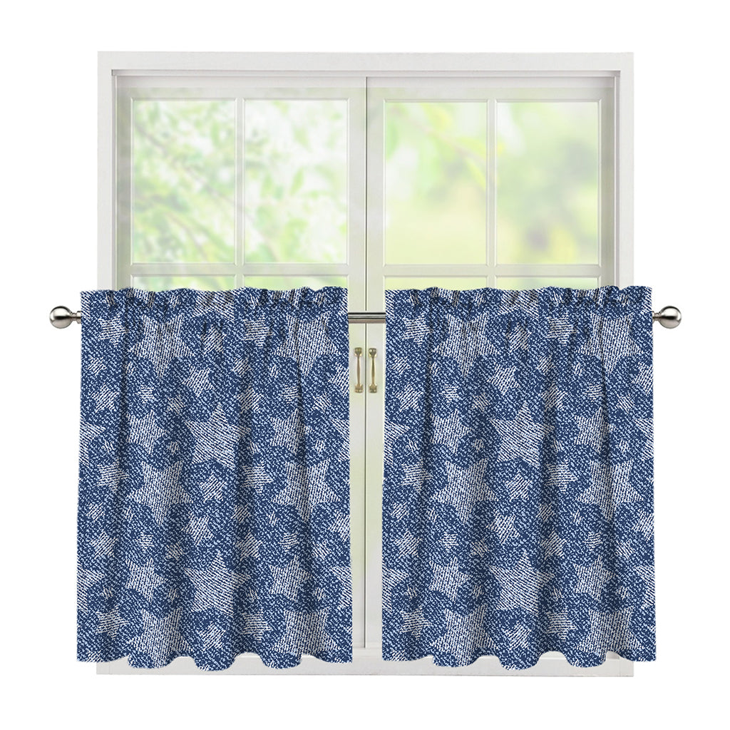 Star Denim Jeans Pattern Print Tier Curtains