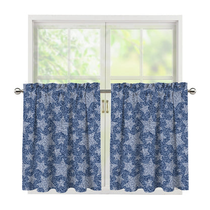 Star Denim Jeans Pattern Print Tier Curtains