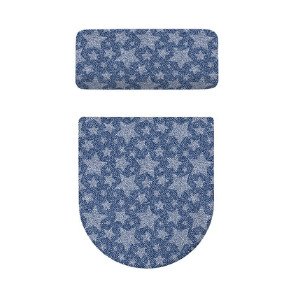 Star Denim Jeans Pattern Print Toilet Lid And Tank Cover Set