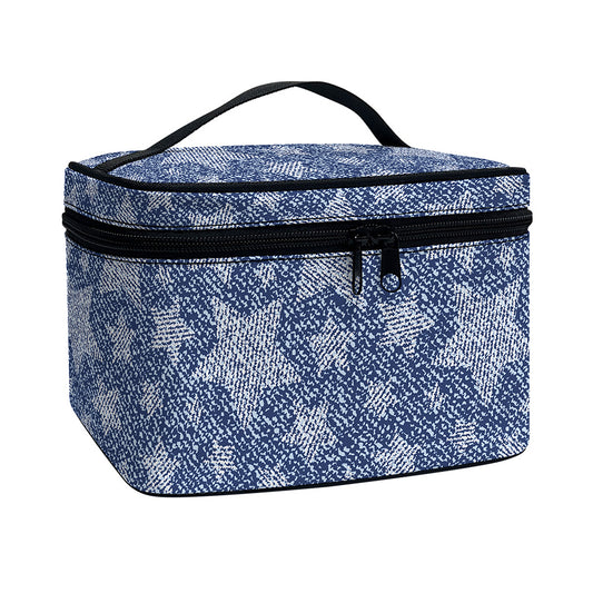 Star Denim Jeans Pattern Print Travel Makeup Bag