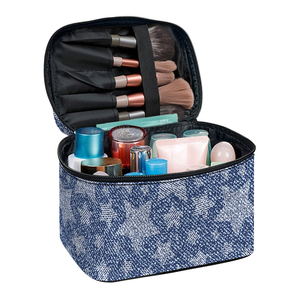 Star Denim Jeans Pattern Print Travel Makeup Bag