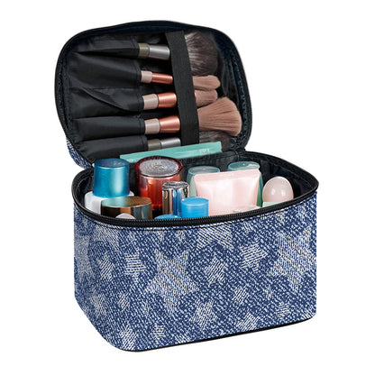 Star Denim Jeans Pattern Print Travel Makeup Bag