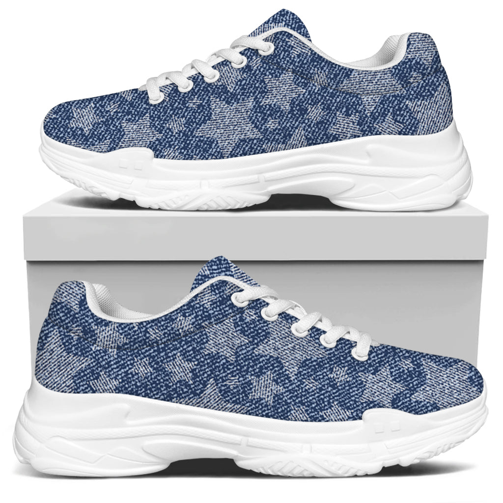 Star Denim Jeans Pattern Print White Chunky Shoes