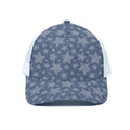 Star Denim Jeans Pattern Print White Mesh Trucker Hat