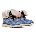 Star Denim Jeans Pattern Print Winter Boots