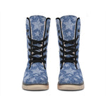 Star Denim Jeans Pattern Print Winter Boots