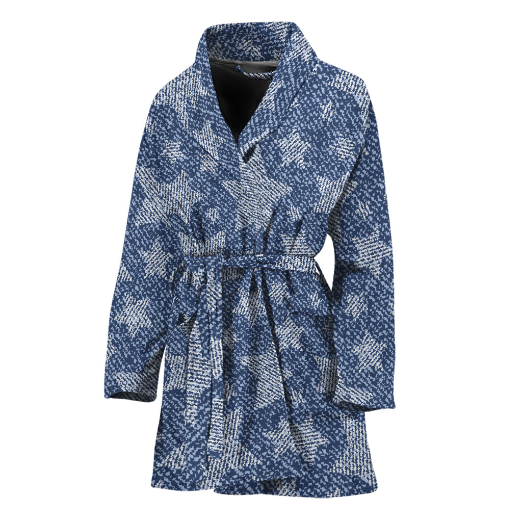Star Denim Jeans Pattern Print Women's Bathrobe