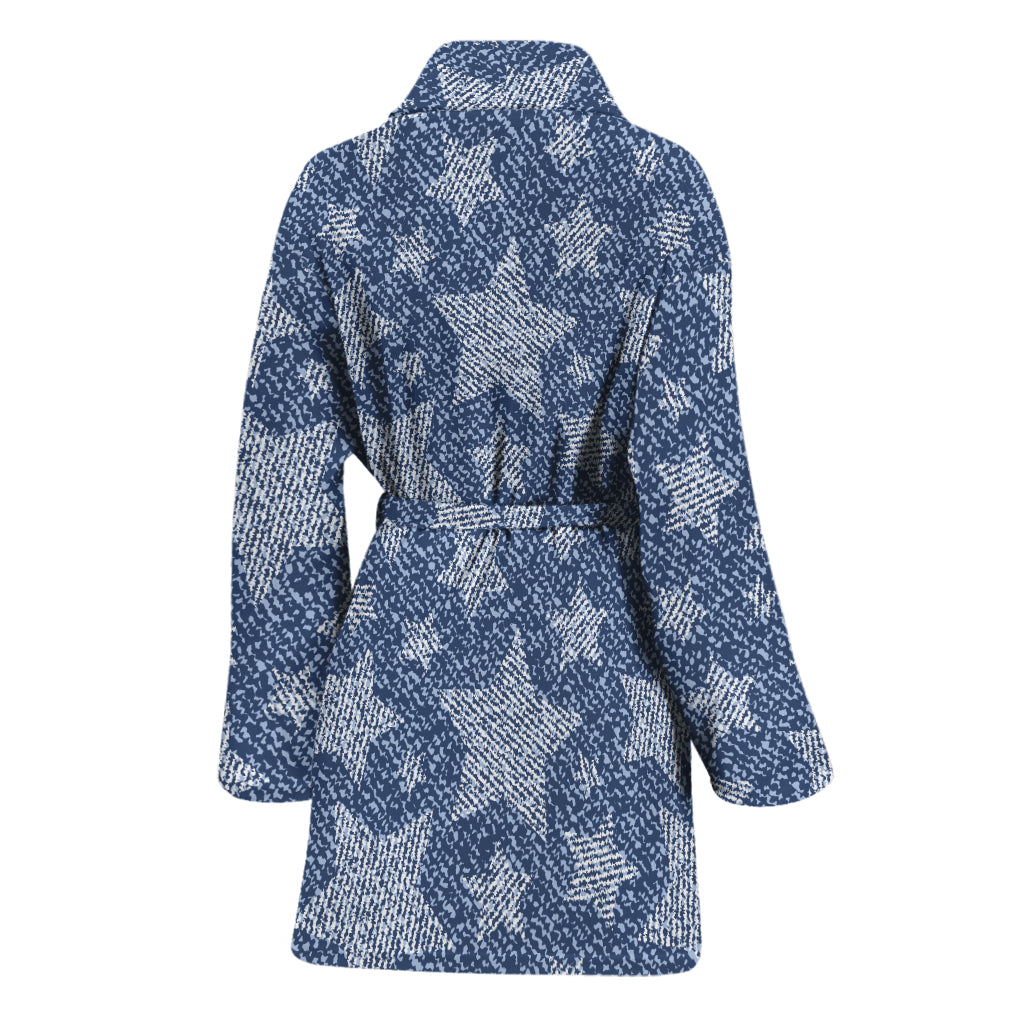 Star Denim Jeans Pattern Print Women's Bathrobe