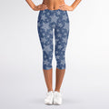 Star Denim Jeans Pattern Print Women's Capri Leggings