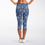 Star Denim Jeans Pattern Print Women's Capri Leggings