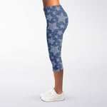 Star Denim Jeans Pattern Print Women's Capri Leggings