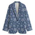 Star Denim Jeans Pattern Print Women's Cotton Blazer