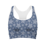 Star Denim Jeans Pattern Print Women's Sports Bra