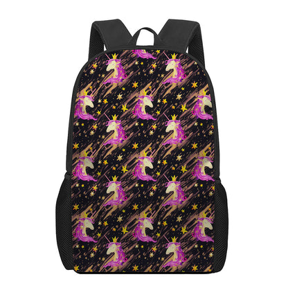 Star Fairy Unicorn Pattern Print 17 Inch Backpack