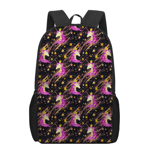 Star Fairy Unicorn Pattern Print 17 Inch Backpack