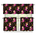 Star Fairy Unicorn Pattern Print 3 Piece Kitchen Curtains