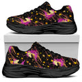 Star Fairy Unicorn Pattern Print Black Chunky Shoes