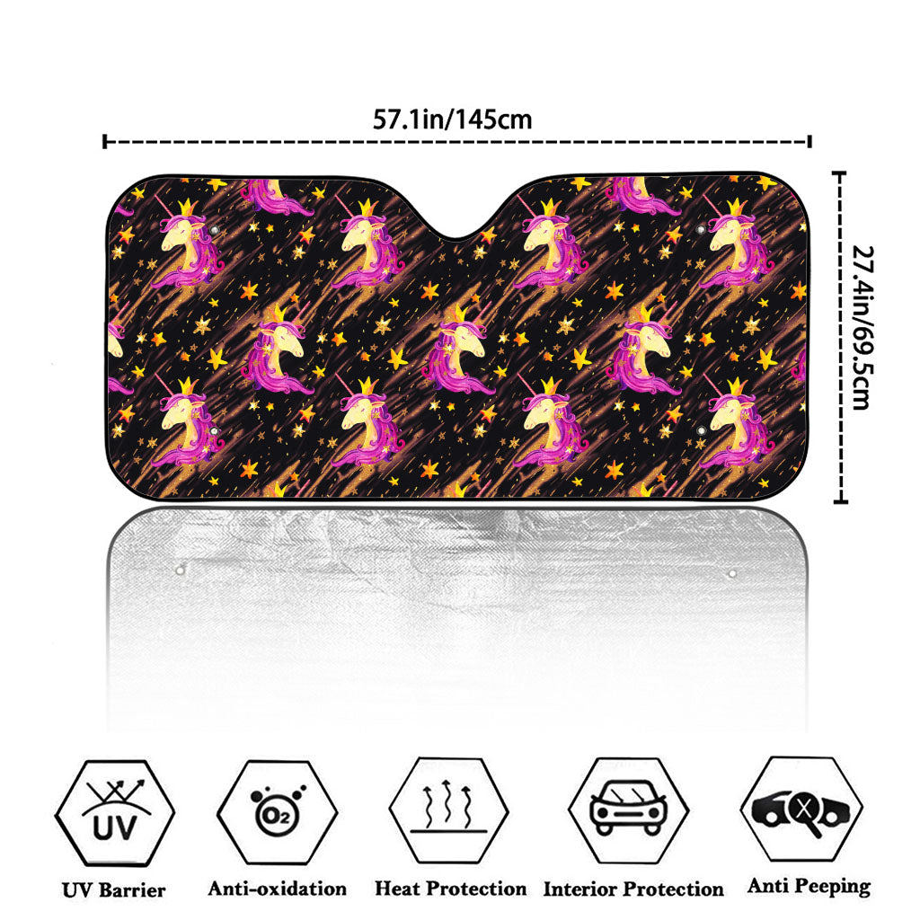 Star Fairy Unicorn Pattern Print Car Windshield Sun Shade