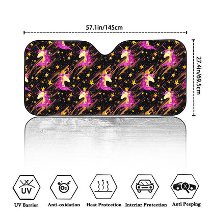 Star Fairy Unicorn Pattern Print Car Windshield Sun Shade