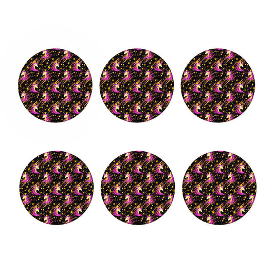 Star Fairy Unicorn Pattern Print Coaster Set