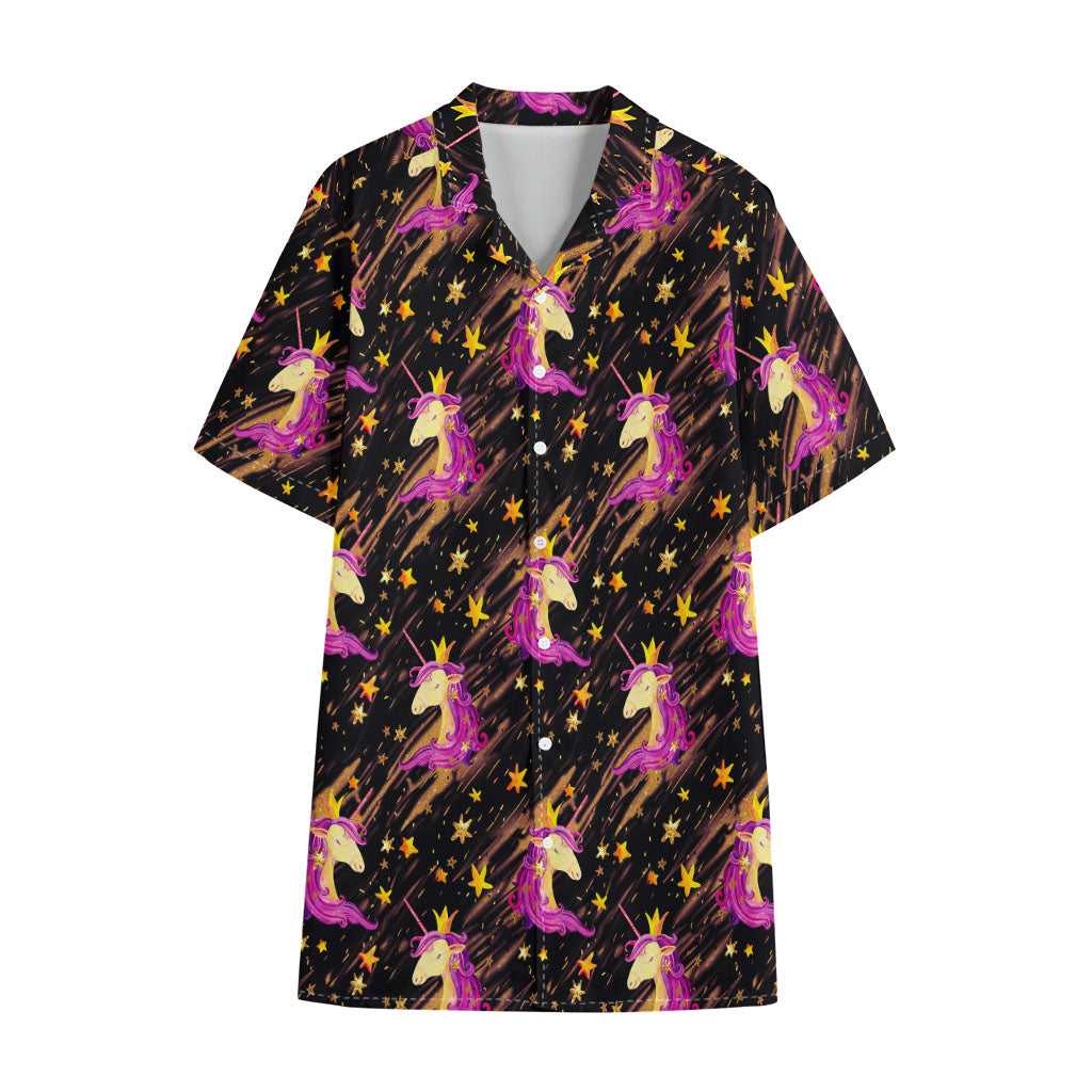Star Fairy Unicorn Pattern Print Cotton Hawaiian Shirt