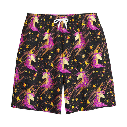 Star Fairy Unicorn Pattern Print Cotton Shorts