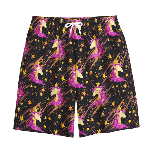 Star Fairy Unicorn Pattern Print Cotton Shorts