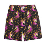 Star Fairy Unicorn Pattern Print Cotton Shorts