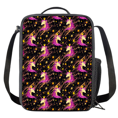 Star Fairy Unicorn Pattern Print Crossbody Lunch Bag