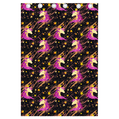 Star Fairy Unicorn Pattern Print Curtain