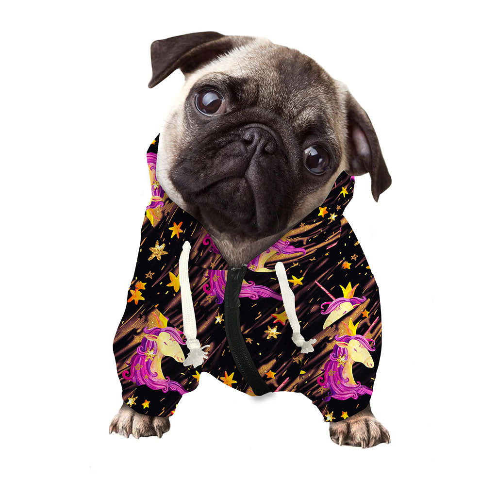 Star Fairy Unicorn Pattern Print Dog Zip Up Hoodie