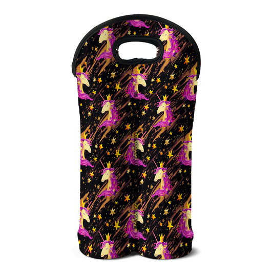 Star Fairy Unicorn Pattern Print Double Neoprene Wine Tote