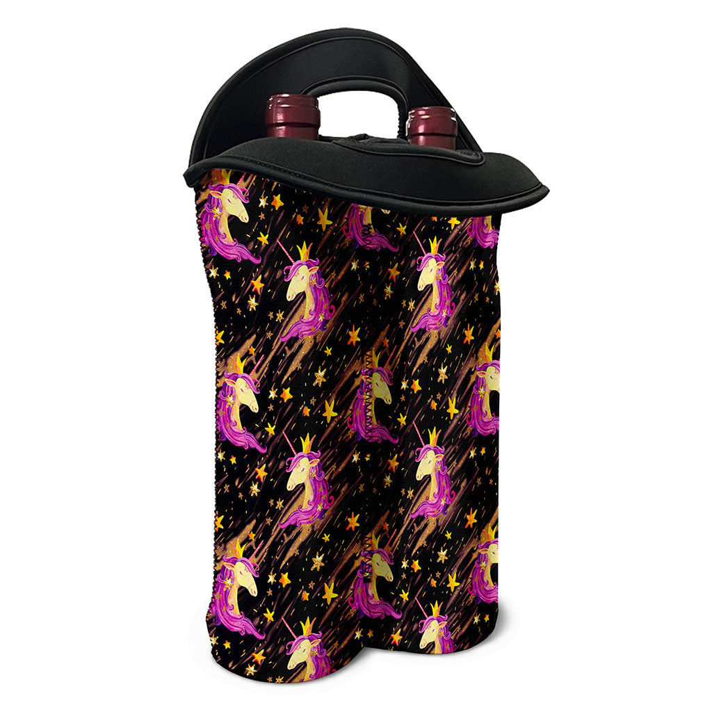 Star Fairy Unicorn Pattern Print Double Neoprene Wine Tote